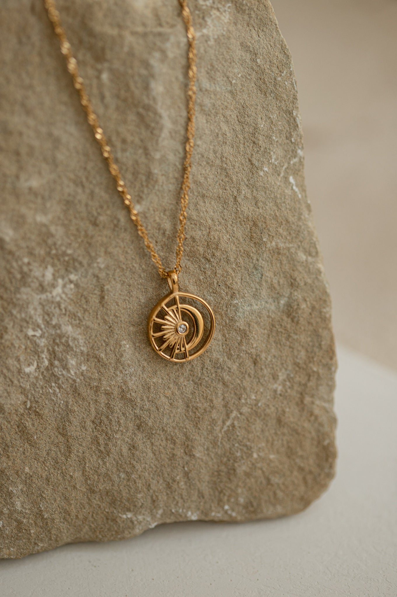 Sun And Moon Necklace, 18K Gold, Gift For Mothers Day, Necklace With CZ Stone, Gift For Her, Celestial Cute Necklace, Unique Moon Jewelry