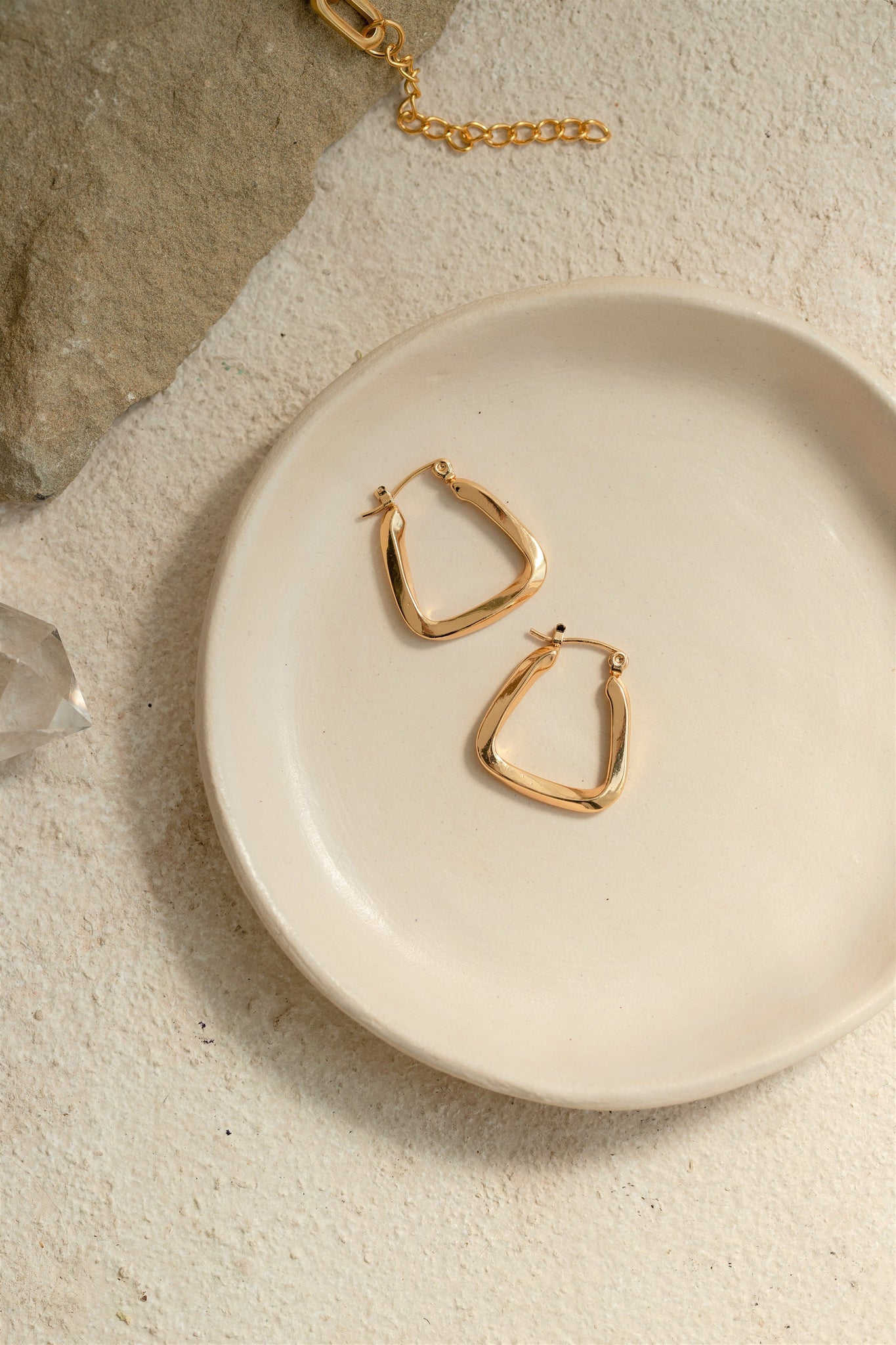 Square Hoop Earrings, 18K Gold, Minimalist Simple Earrings, Geometric Earrings, Gift For Mom, Unique Jewelry, Modern Earrings For Women