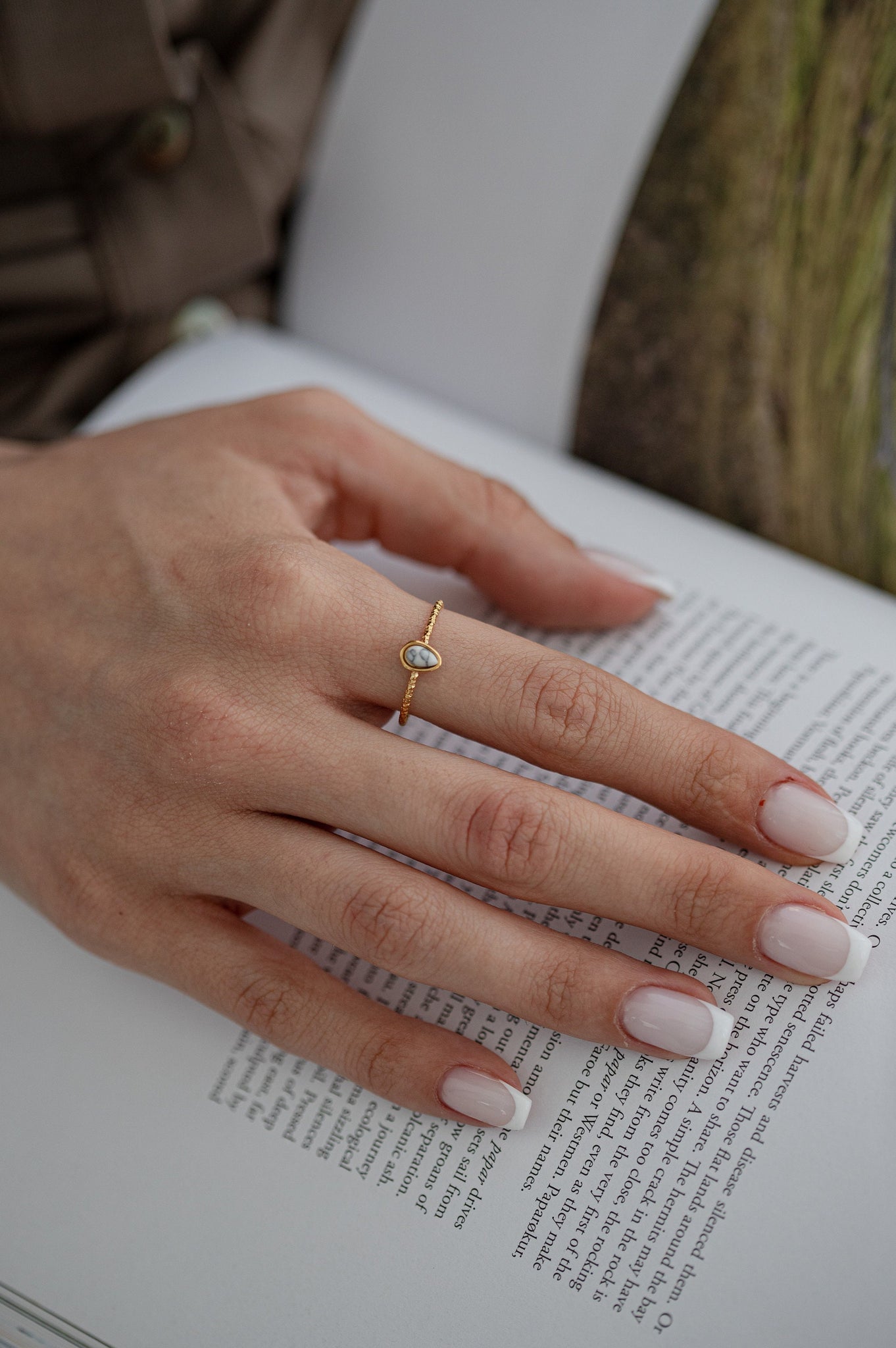 Teardrop Stone Ring, 18K Gold, Gift For Mothers Day, Natural Stone Ring, Minimalist Mothers Ring, Colorful Ring, Dainty Adjustable Ring