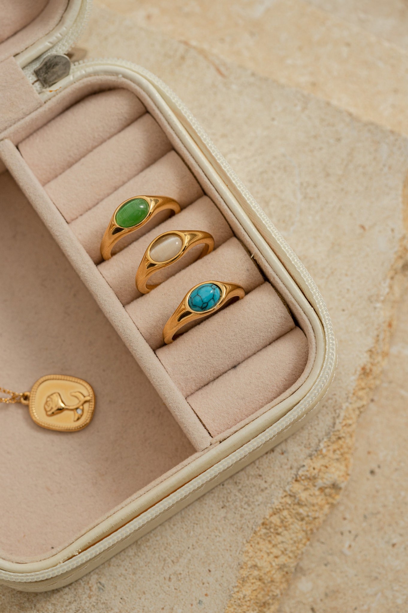 Natural Stone Ring, 18K Gold, Unique Gemstone Rings, Rings For Women, Mother Ring, Mothers Day Gift, New Mom Gift, Opal Turquoise Ring