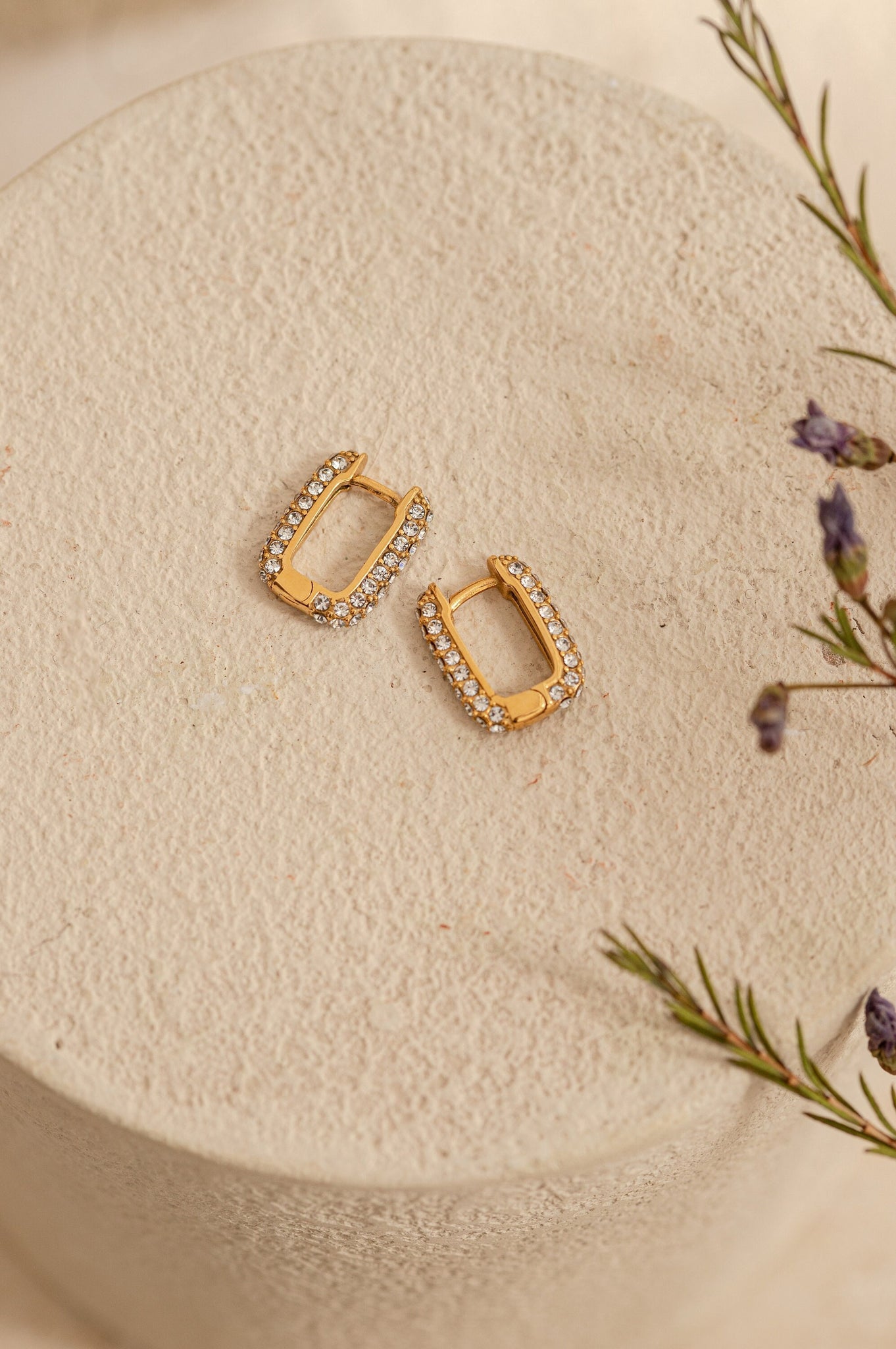 Square Hoop Earrings, 18K Gold, Zirconia Earrings, Summer Jewelry, Dainty Bridal Earrings, Stud Earrings For Women, Minimalist Earrings,