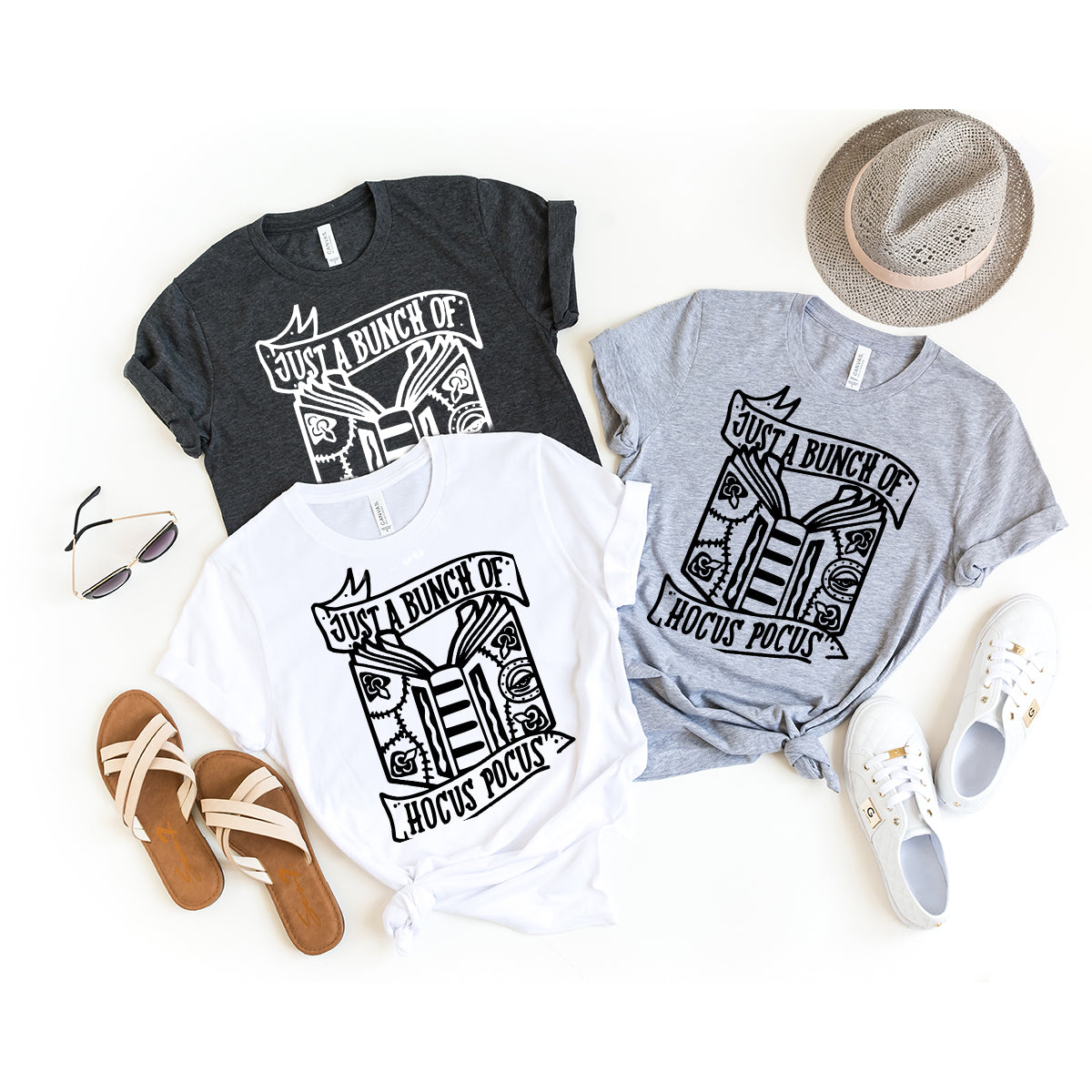 Hocus Pocus T-Shirt, Just A Bunch Of Hocus Pocus Shirt, Sanderson Sisters Tee, Halloween Shirt, Halloween T Shirt, Witches Shirt - Fastdeliverytees.com